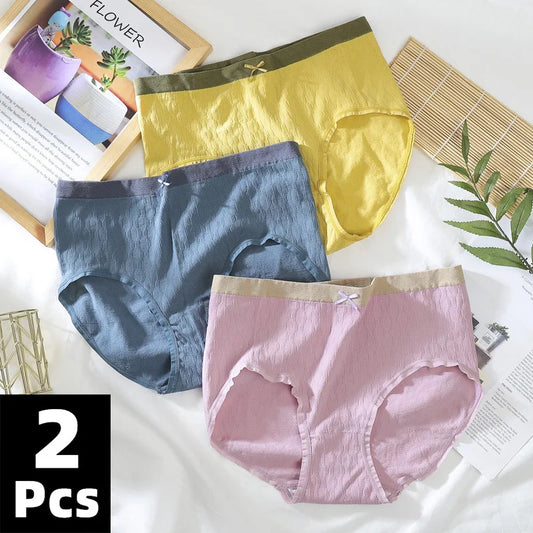 2 Pcs Women's Briefs Comfortable Cotton Soft Seamless Abdomen Cotton High Waist Super Elasticity Underwear Women Sexy Panties