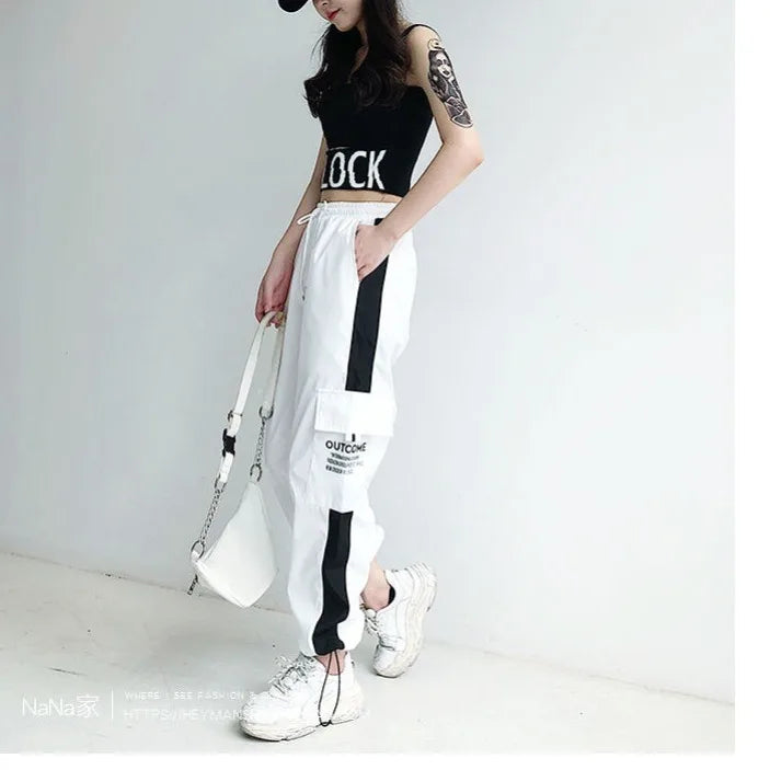 2022 cargo pants summer women High waist pants loose joggers pants streetwear punk black capris trousers Korean Harem Pants