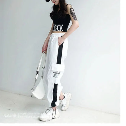 2022 cargo pants summer women High waist pants loose joggers pants streetwear punk black capris trousers Korean Harem Pants