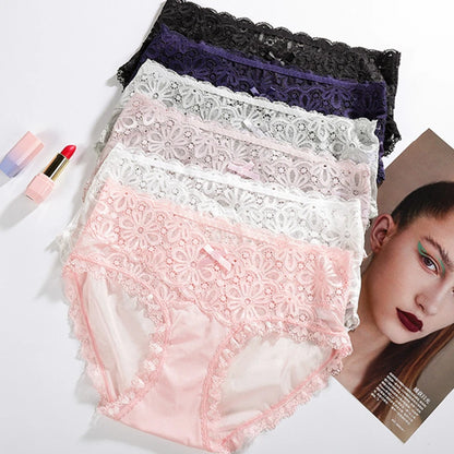 3 Pcs/Lot Sexy Underwear Women Hollow Out Lace Women Panties Elastic Lace Soft Lingerie Transparent Briefs Sexy Panties