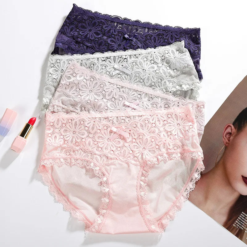 3 Pcs/Lot Sexy Underwear Women Hollow Out Lace Women Panties Elastic Lace Soft Lingerie Transparent Briefs Sexy Panties