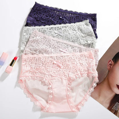3 Pcs/Lot Sexy Underwear Women Hollow Out Lace Women Panties Elastic Lace Soft Lingerie Transparent Briefs Sexy Panties