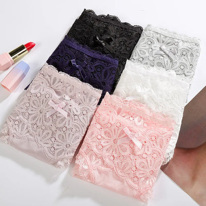 3 Pcs/Lot Sexy Underwear Women Hollow Out Lace Women Panties Elastic Lace Soft Lingerie Transparent Briefs Sexy Panties