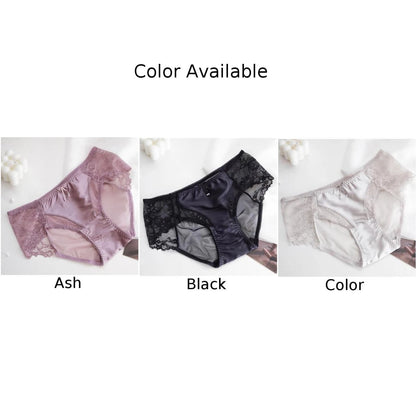 Ice Silk Panties Briefs Lace Patchwork Breathable Underwear