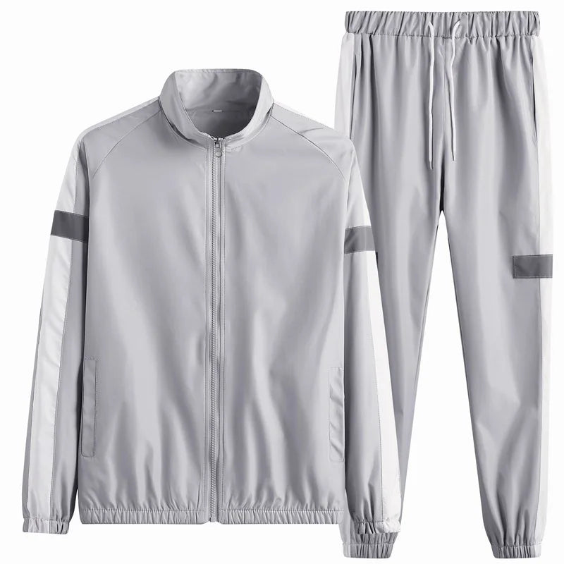 New Sportswear Men Windbreaker 2 Pieces Running DIY Jacket Pants Sport Korean Tracksuit Autumn Casual Sweatsuit Set Fashion Suit
