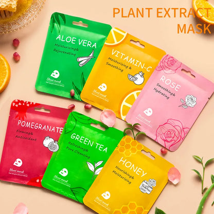 10pcs Vitamin C Facial Masks Beauty Faec Moisturizing Firming Anti-aging skincare Rose Honey Aloe Face Mask Skin Care Products