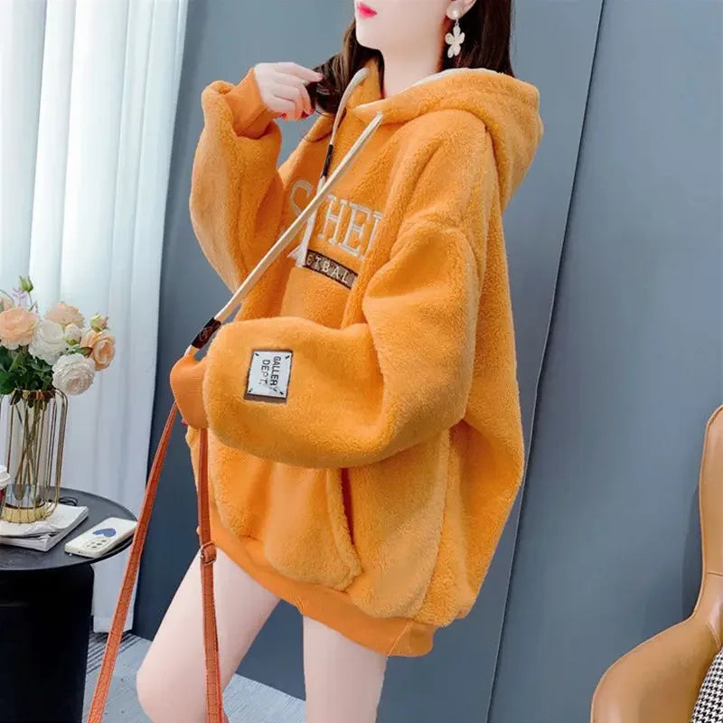 Fur Hoodies Sportswear Sweatshirts Y2k Korean Fashion Coats