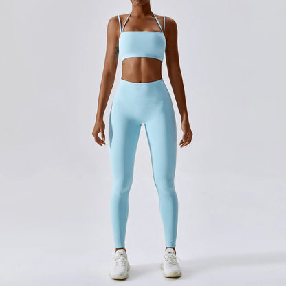 High Waist Leggings And Top Two Piece Set Seamless Yoga Workout