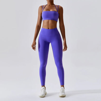 High Waist Leggings And Top Two Piece Set Seamless Yoga Workout