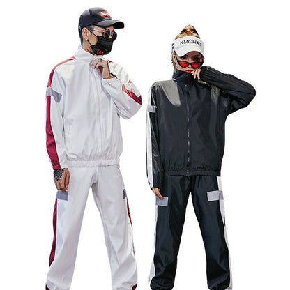 New Sportswear Men Windbreaker 2 Pieces Running DIY Jacket Pants Sport Korean Tracksuit Autumn Casual Sweatsuit Set Fashion Suit