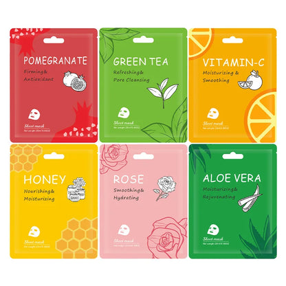 10pcs Vitamin C Facial Masks Beauty Faec Moisturizing Firming Anti-aging skincare Rose Honey Aloe Face Mask Skin Care Products