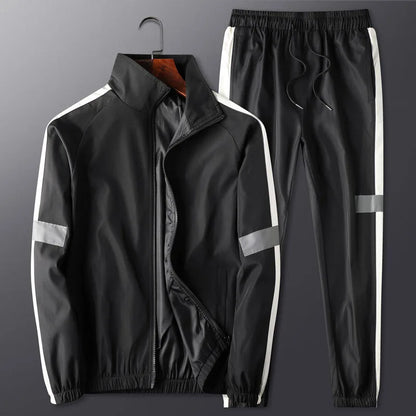 New Sportswear Men Windbreaker 2 Pieces Running DIY Jacket Pants Sport Korean Tracksuit Autumn Casual Sweatsuit Set Fashion Suit